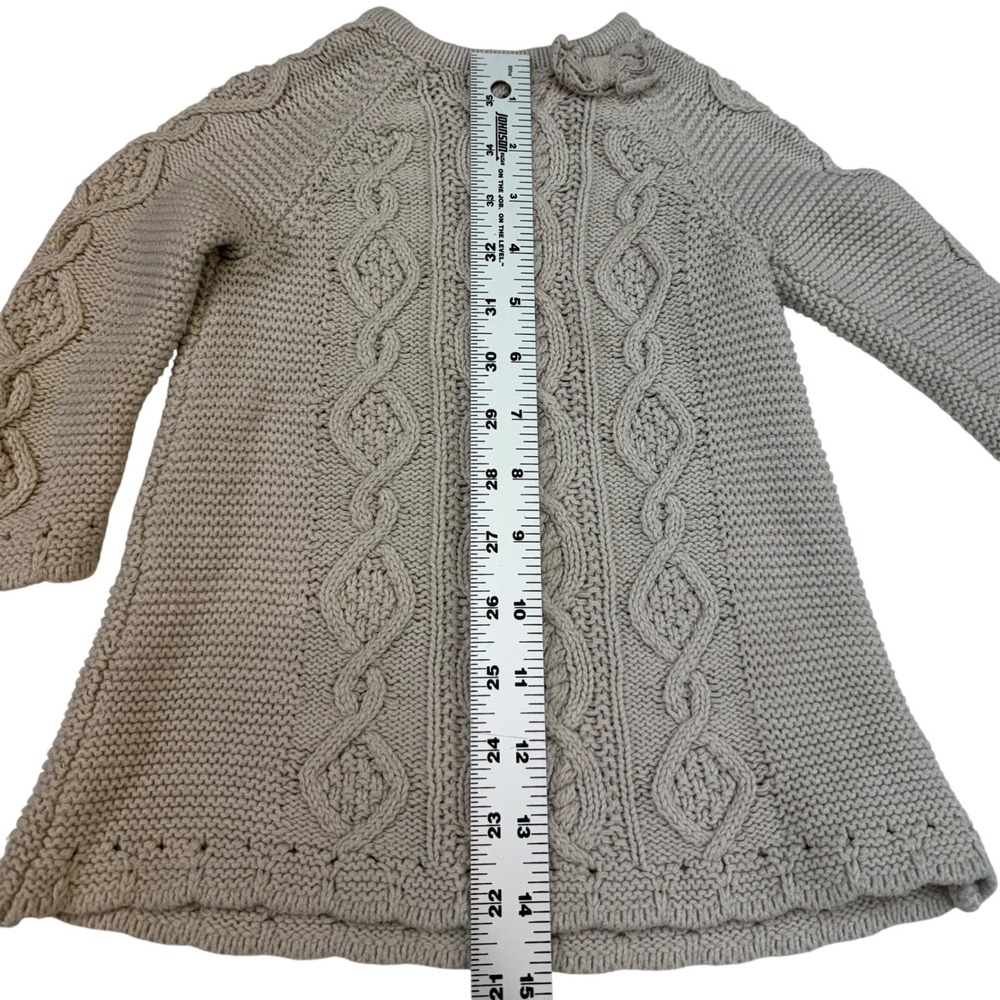 Cupcakes‎ & Cashmere Baby Cable Knit Dress 6-9M Bow Accent Beige - Picture 9 of 10